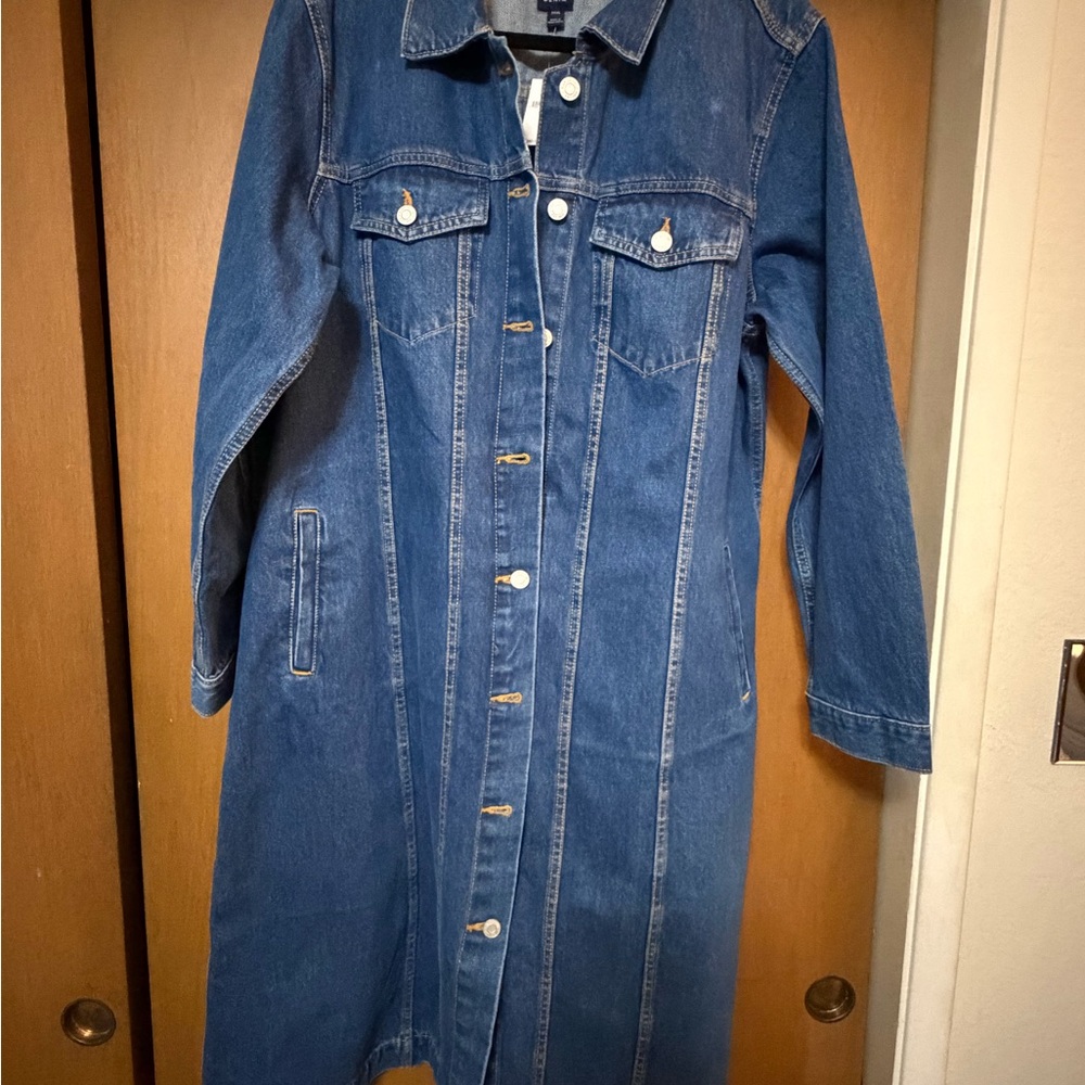 GAP Longline Denim Jacket Coat - Blue